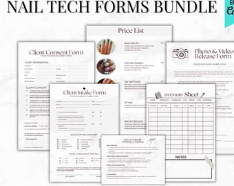 Salon Wavier Pdf Manicure and Pedicure Consent Forms Bundle, Nail Tech Consultation Forms, Nail Business Client Intake Templates, Edit Canva
