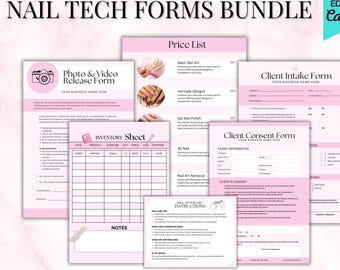 Salon Wavier Pdf Manicure and Pedicure Consent Forms Bundle, Nail Tech Consultation Forms, Nail Business Client Intake Templates, Canva