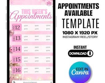 Editable Book Now Flyer, DIY Appointments Available Template, Premade Flyer Template, Hair, Lashes, Make up, Nails, Stylist, Canva Template