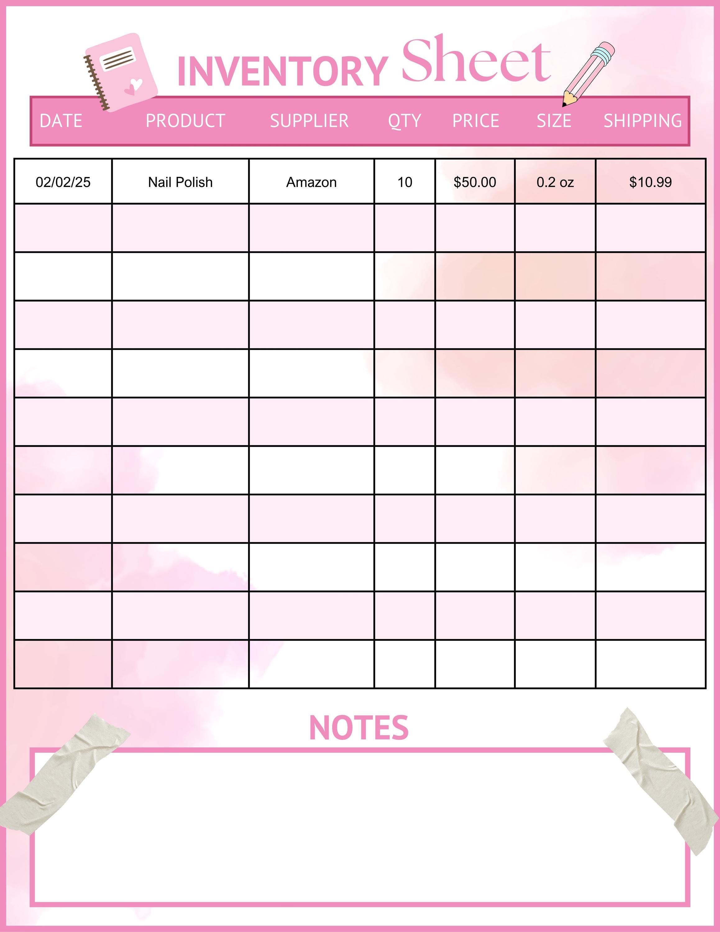 Inventory Management Tracker Salon Nail Hair Makeup Editable Canva ...