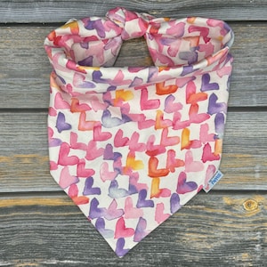 Watercolor Hearts Pet Bandana