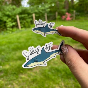 Salty AF Shark Sticker, glossy waterproof vinyl sticker