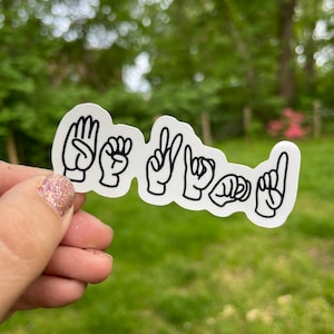 ASL Be Kind Sticker, pegatina de vinilo impermeable brillante, lenguaje de señas