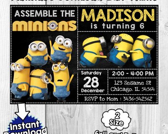 Minion Invitation Etsy Minion Invitation Etsy