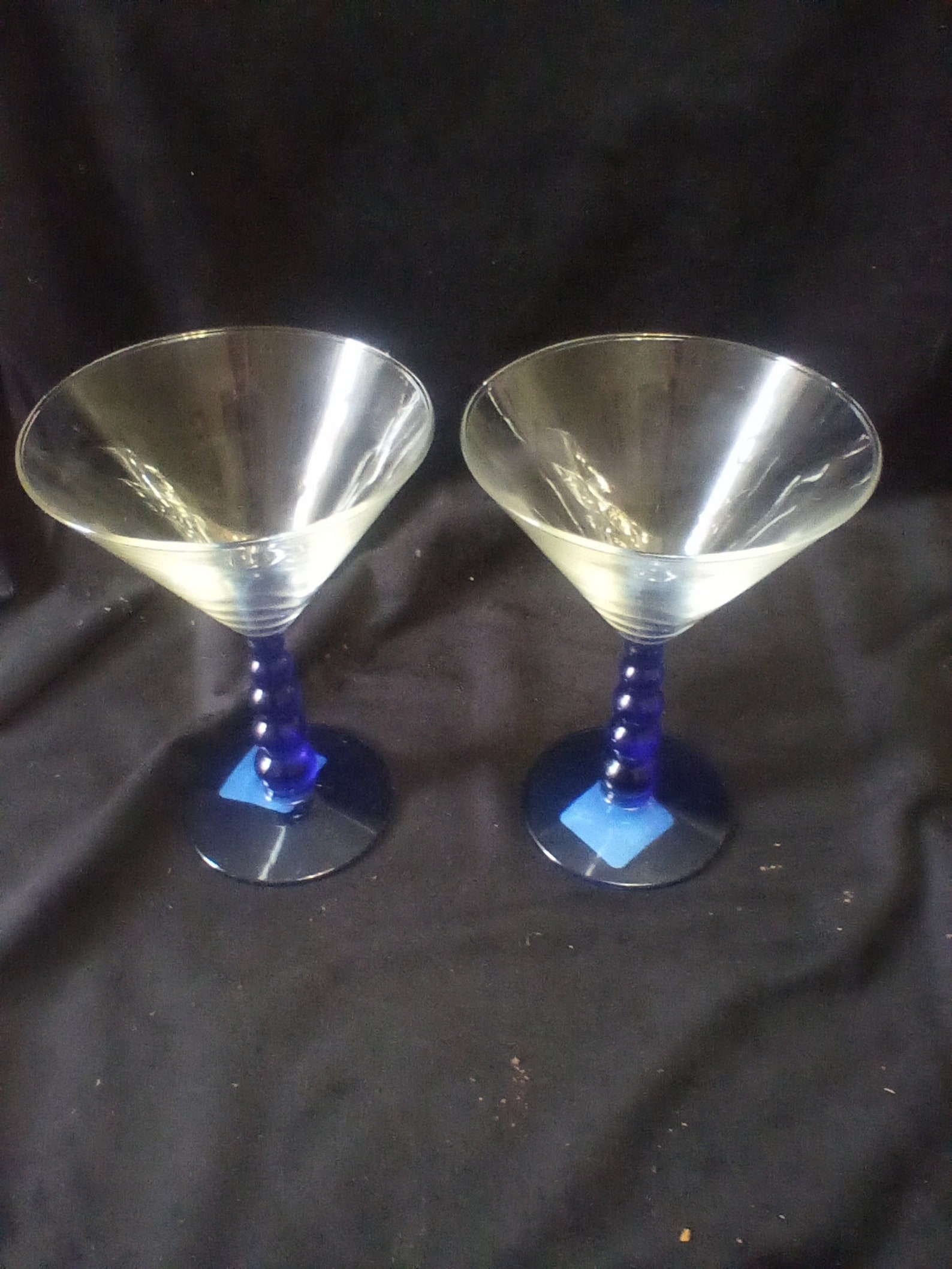 Libbey Cobalt Blue Ball Stem Martini and Wine Glasses Two Sets of 2 Etsy