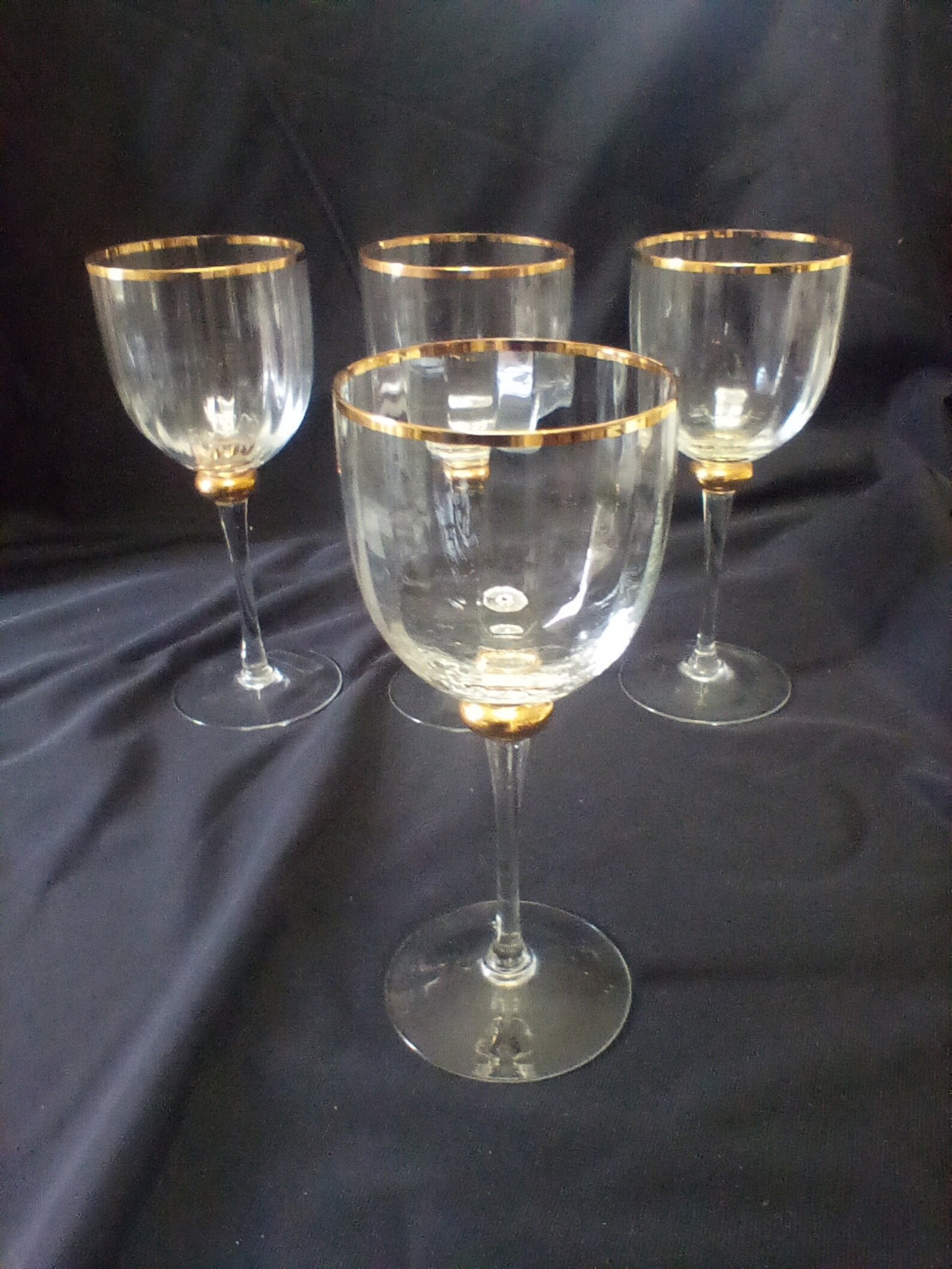 Crystal Wine Glasses Gold Rimmed Gold Ball Stemmed set of 4 Etsy