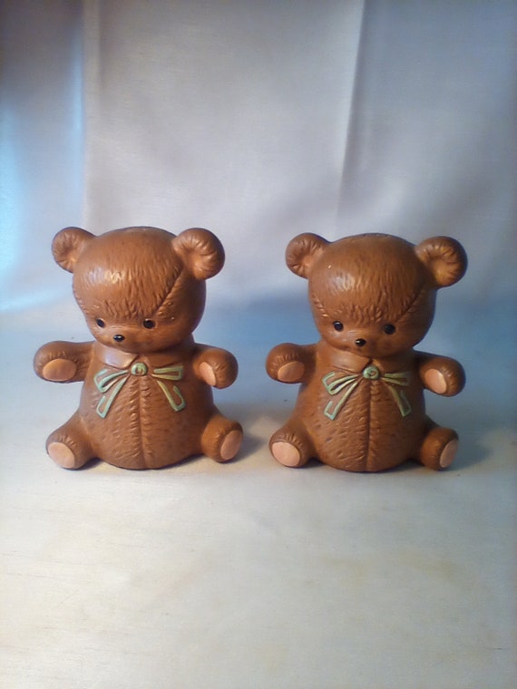 Vintage Twin Winton Teddy Bear Salt and Pepper Shakers set of 2