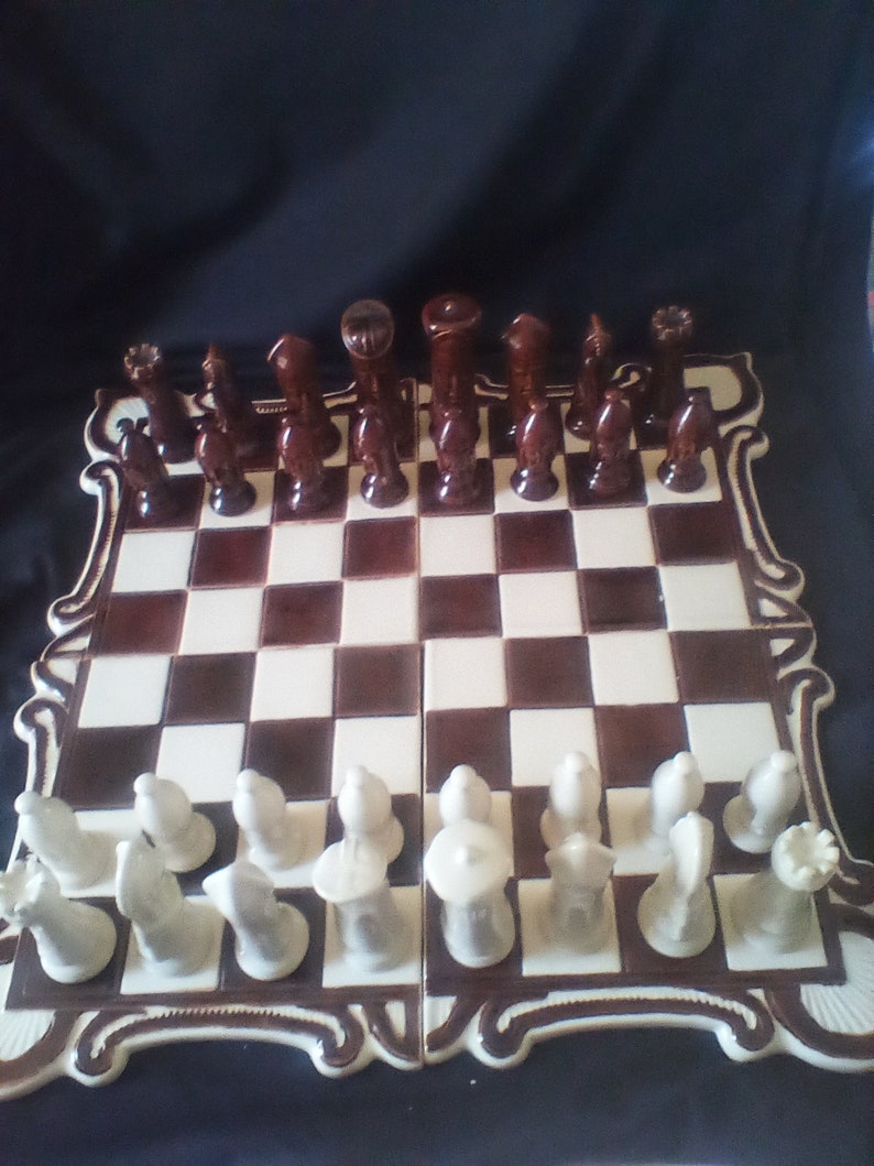 Vintage Ceramic Chess Set Duncan Mold Pieces | Etsy