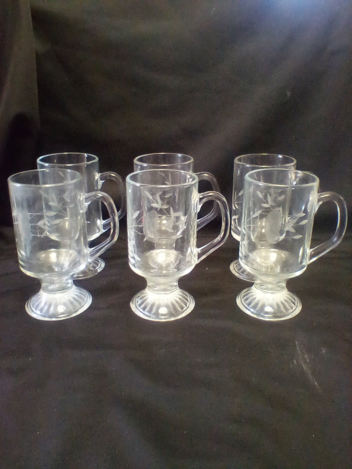 Princess House Heritage Tempered Etched Hot Beverage Mugs Etsy