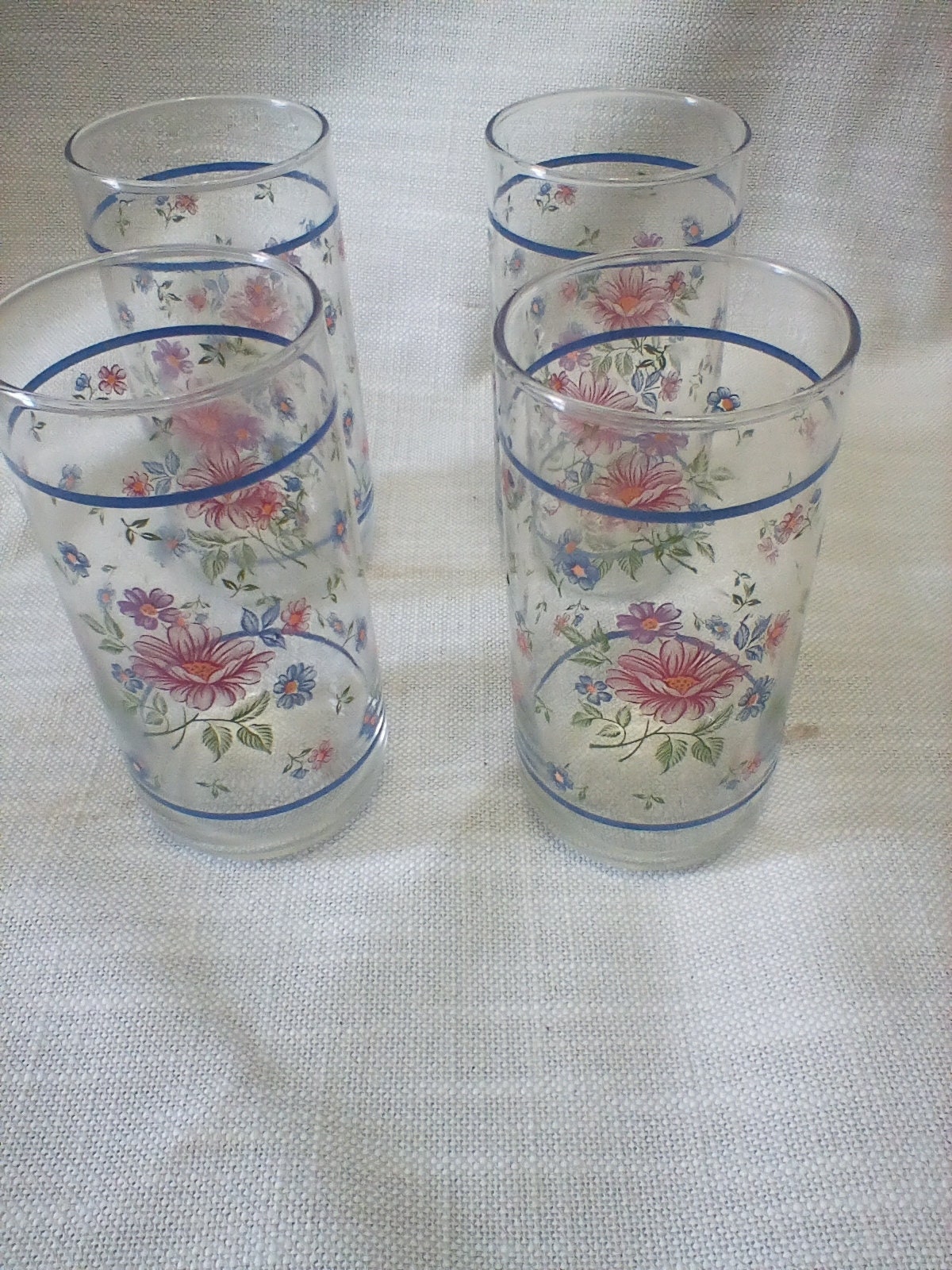 Vintage Libbey Floral Tumblers set of 4 Etsy