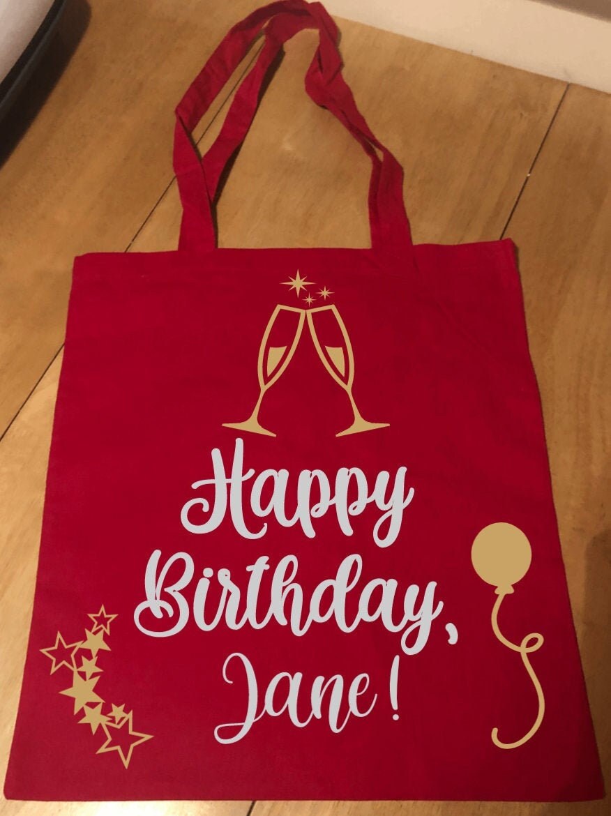 Personalised Happy Birthday Gift Tote Bag Etsy
