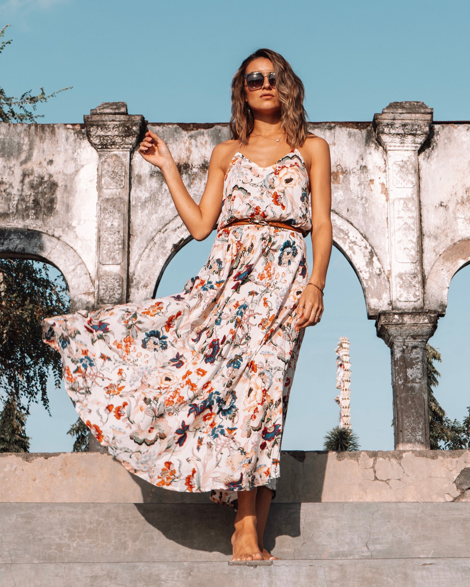 Long Dress Open Back Flared Dress 