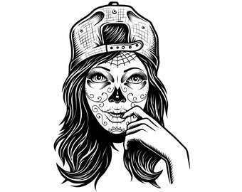 Download Sugar Skull Girl Svg Etsy