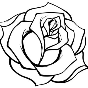 Simple Black Rose Outline/Line Art/Logo/Decal/Vector/Floral/Cricut/Cut File/Instant Download/Sticker/Tattoo Design/EPS/PNG/Clipart/svg files