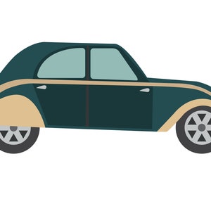 Dark Green Antique Car Graphic/Vector/Decal/Cricut/Cut File/File in SVG/Instant Download/Logo/Tshirt Design/EPS/PNG/Clipart/svg file/bnw