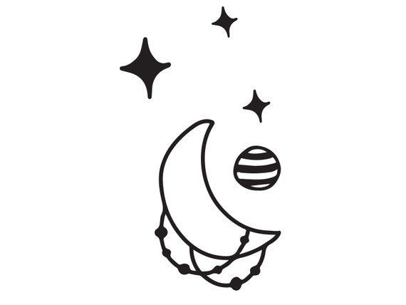 Stars Moon Tattoo PNG Transparent SVG Vector