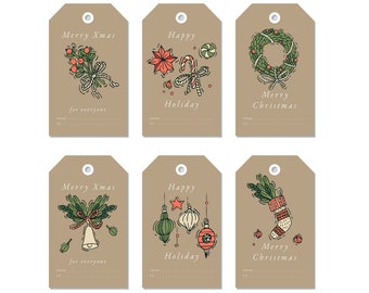 6 Pack Holiday Gift Tags/Labels/Vector/Silhouette/Cameo/Cricut/Holiday SVG/Christmas Cut File/Holiday File in SVG/New Year Graphic/Download