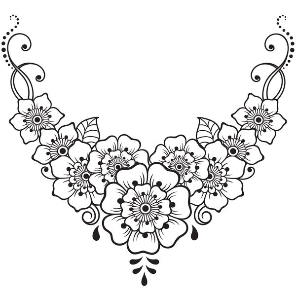 Floral Necklace/Daisy Chain/Line Art/Logo/Decal/Vector/Floral/Cricut/Cut File/Instant Download/Sticker/Tattoo Design/PNG/Clipart/svg file