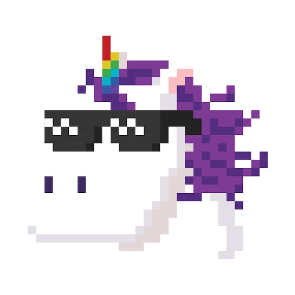 Sunglasses 8-bit Unicorn/Rainbow/Retro Gaming/Fantasy Art/Cricut File/SVG Download Cut File/Tshirt Graphic/Water Bottle Sticker/Vector eps/