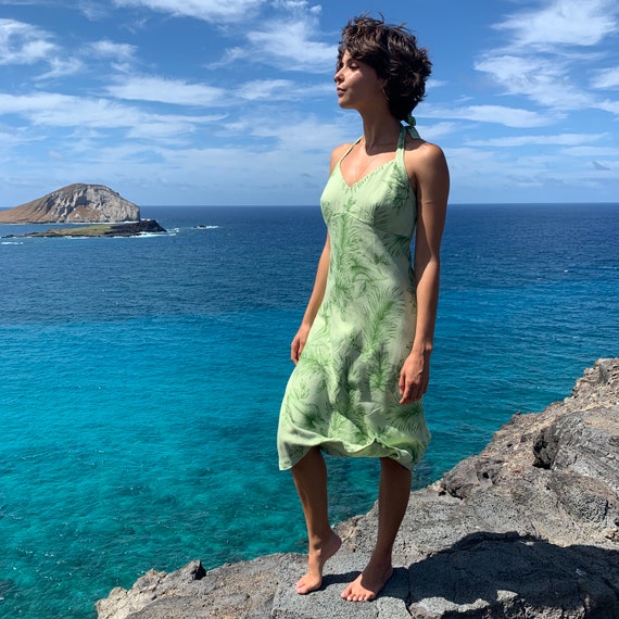 Vintage Hawaiian Moon Halter Dress