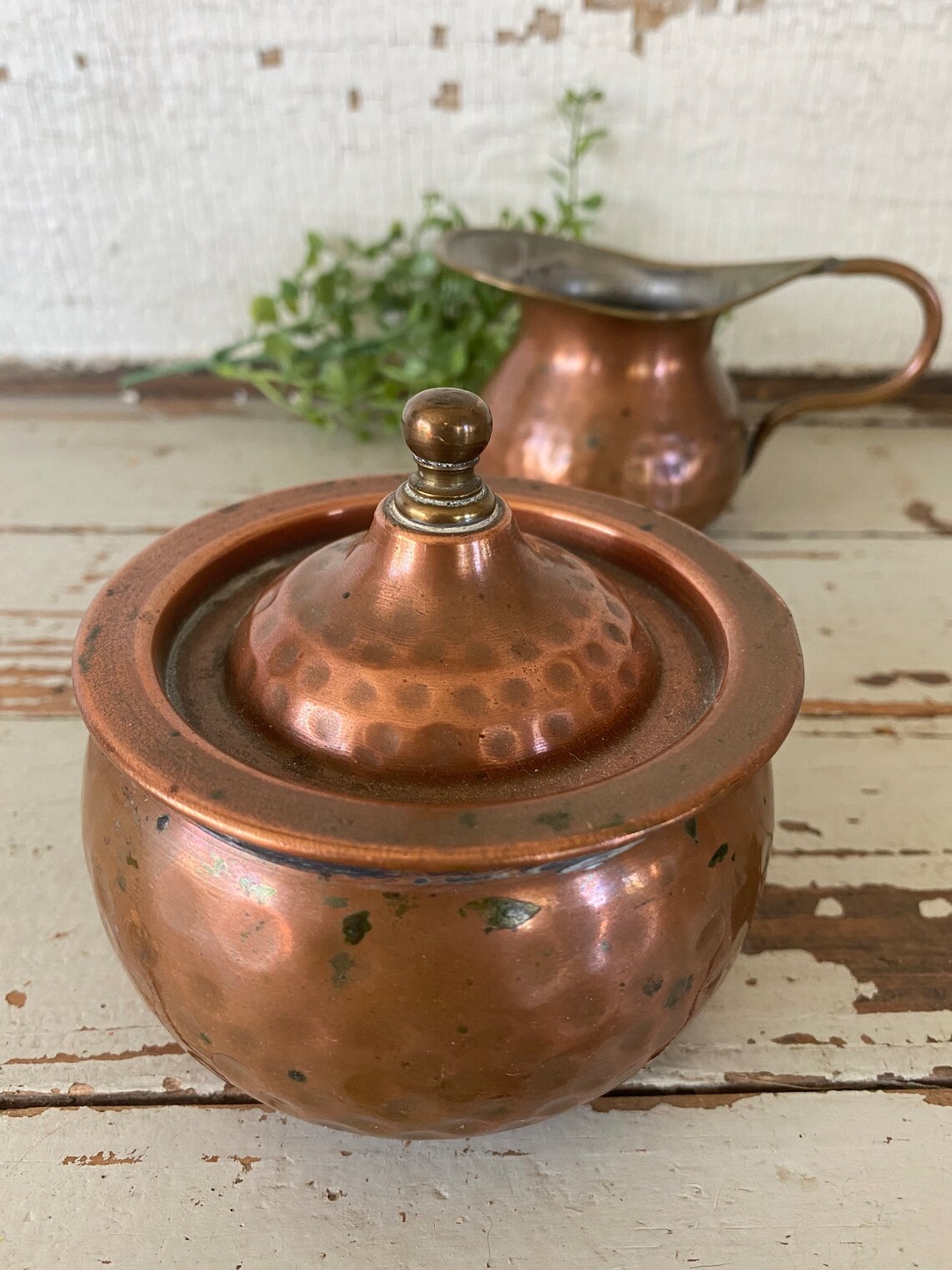 Vintage Hammered Copper Cream and Sugar Set/farmhouse/fall Etsy