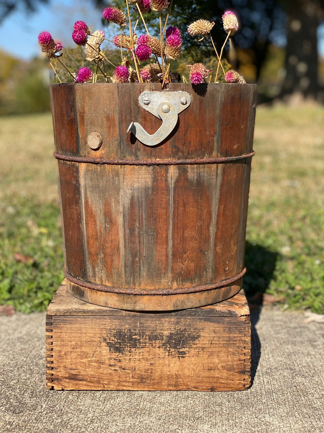 Antique Wood Ice Cream Bucket With Cork Etsy