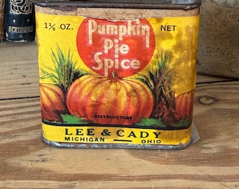 Pumpkin Pie Spice tin/Lee & Cady/ No lid/Fall decor
