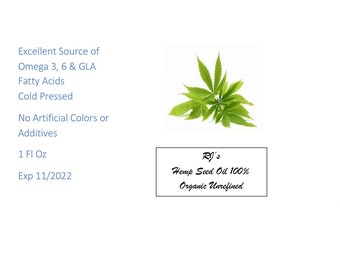 100% Raw Organic Hemp Seed Oil