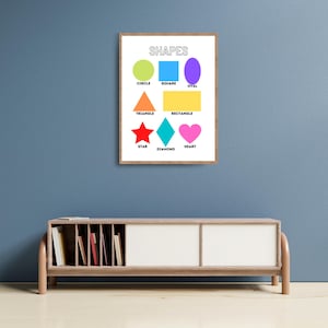 Printbare posterset Shapes Explorers Discovering Geometry voor kinderen
