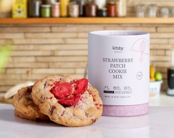Easy Strawberry Patch Cookie Mix, Kids Baking Mix, Strawberry White Chocolate Cookie Mix, Housewarming Baking Gift & Family Activity