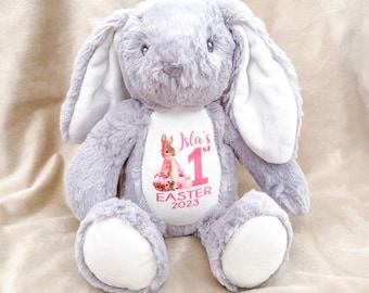 Personalised 2024 Easter Bunny Rabbit | Easter Baby Gift | New Baby | Birthday Gift | 1st Easter | Flower Girl | Page Boy | First Easter