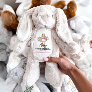 Personalised Bunny Teddy Baptism Christening Gift | New Baby Gift | Birthday Gift | Wedding Gift | Baptism Christening | Religious Keepsake