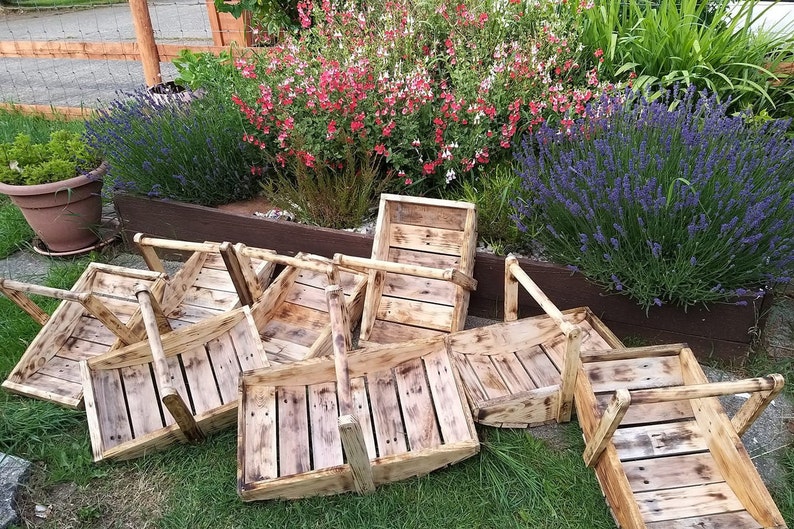 Handcrafted wooden gardening trug for gardeners made from reclaimed wood various sizes available 