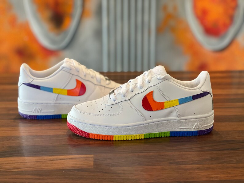 Custom Air Force 1 with Rainbow swoosh and Sole | Etsy