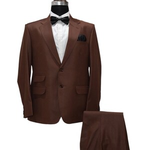 Men&#39;s Elegant Wedding Wear Suits Groomsmen Suit Party Wear Suit Two Button Dark Brown 2 Piece Suit Best Gift For Men Slim Fit Suit