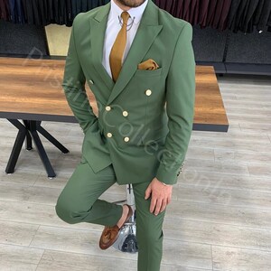 DIKN Mens 2 Piece Slim Fit Suit Double Breasted Groom Blazer Mens Wedding Suits DIKN Mens 2 Piece Slim Fit Suit Double Breasted Groom Blazer Mens Wedding Suits