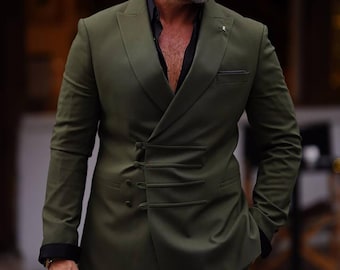 Men's Green Double Breasted Suit, Formal Party Prom Dinner Wear