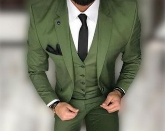 Men Green Wedding Suit Party Wear Green Suit Tuxedo 3 Piece Suit Elegant Green Suit Green Men Suit Slim Fit Green Suit