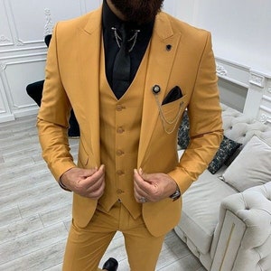 Traje color mostaza hombre sales