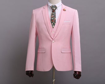 Men's Pink Tuxedo Jacket, Notch Lapel Party Blazer