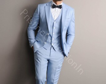 Slim Fit Linen Suit: Elegant 3-Piece Groomsmen Suit