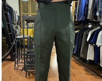 Men's Green Linen Trouser, Stylish Street Wear