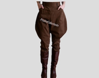 Womens Vintage Style Cotton Jodhpurs: Brown Horse Riding Breeches