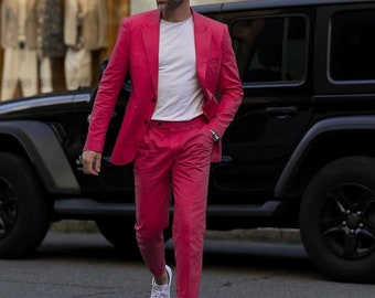 Men's Pink Suit: Slim Fit Bespoke Wedding Suit