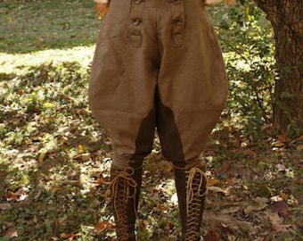Pantalones de montar ingleses vintage steampunk para mujer, color marrón, años 30