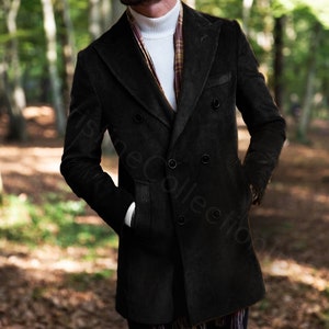 Mens Black Jacket Double Breasted Peaked Lapel Jacket Mens Black Jacket Double Breasted Peaked Lapel Jacket