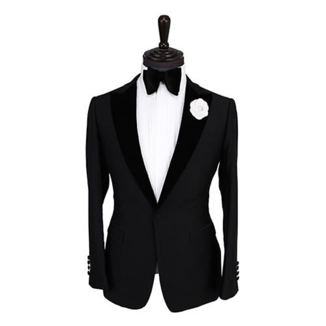Mens Peaked Lapel Tuxedo Jacket Slim Fit Blazer Christmas Party Wear