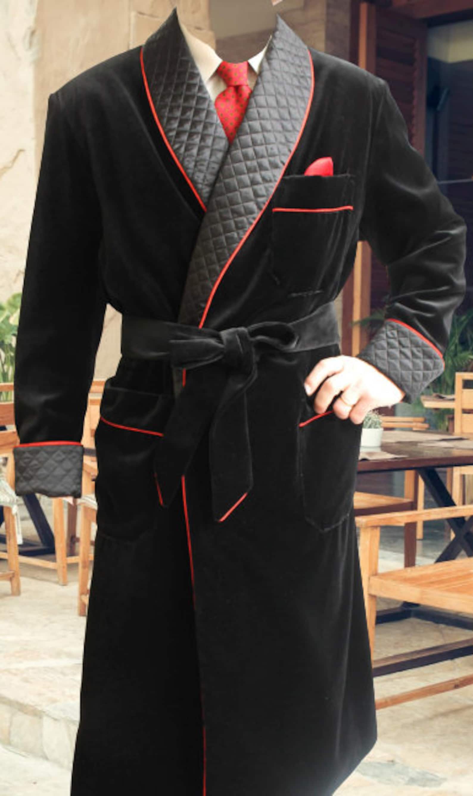 Mens Elegant Black Smoking Jacket Evening Wear Black Gown Etsy UK