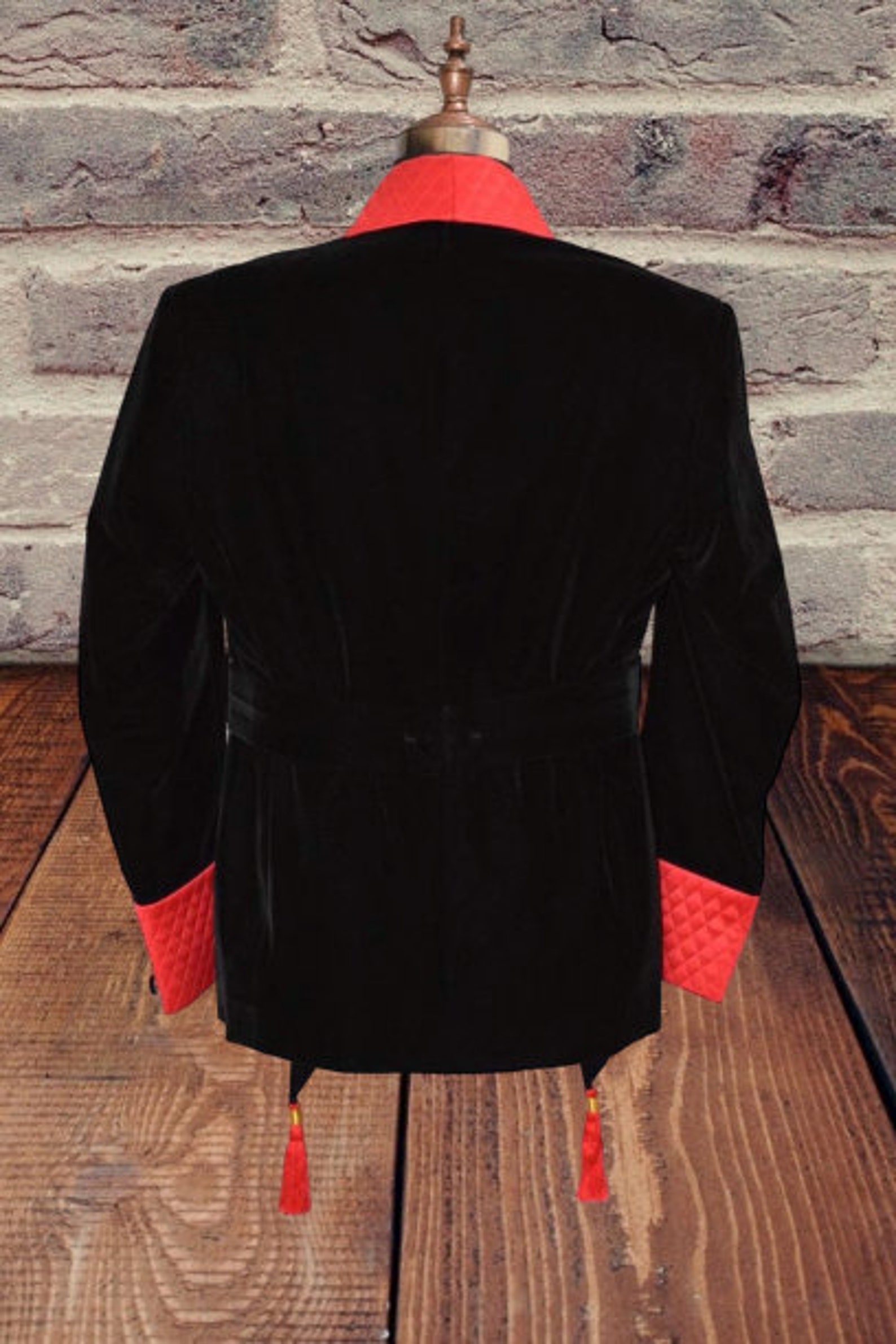 Quilted Smoking Jackets Men's Black Quilted Smoking Etsy