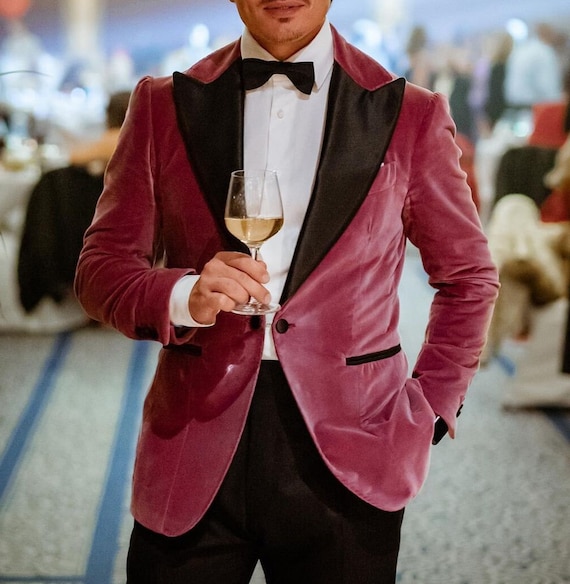 Men s Pink Velvet Blazer Christmas Party Wear Pink Velvet Jackets Dinner Party Wear Luxurious Tuxedo One Button Blazer Coat Jacket for Mens Etsy